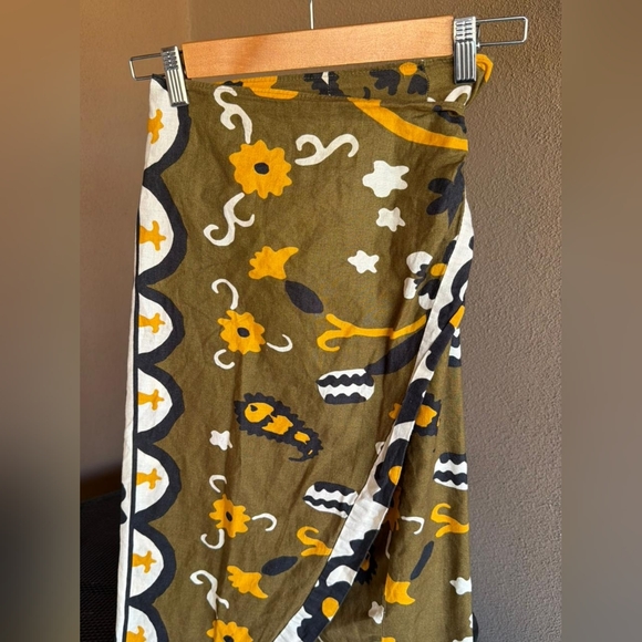 Zara Linen Blend Tribal Print Wrap Sarong Skirt Size Small - Picture 5 of 11